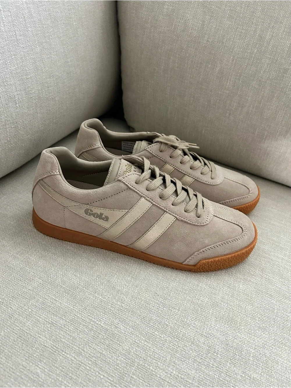 New Gola Harrier Mirror Sneakers Bone Gold